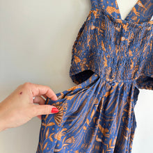 Load image into Gallery viewer, Anthropologie The Piper Bandeau Cutout Mini Sun Dress Blue L

