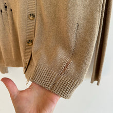 Load image into Gallery viewer, Zara Linen Blend Distressed Knit Button Front Cardigan Sweater Brown M
