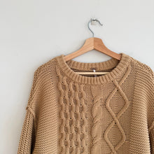 Load image into Gallery viewer, Free People Dream Cable-Knit Crew Neck Pullover Sweater Brown XS
