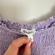 Load image into Gallery viewer, &amp;Merci Tiered Smocked Short Sleeve  Square Neck Midi Dress Purple S
