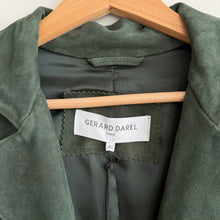 Load image into Gallery viewer, Gerard Darel Goat Suede Leather Button Front Trench Coat Green 42 NWT
