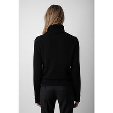 Load image into Gallery viewer, Zadig &amp; Voltaire Boxy RC Bijoux Knit Mock Neck Pullover Sweater Black L NWT
