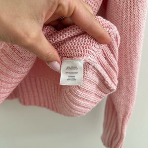 Something Navy Crew Neck Knit Pullover Sweater Pink M