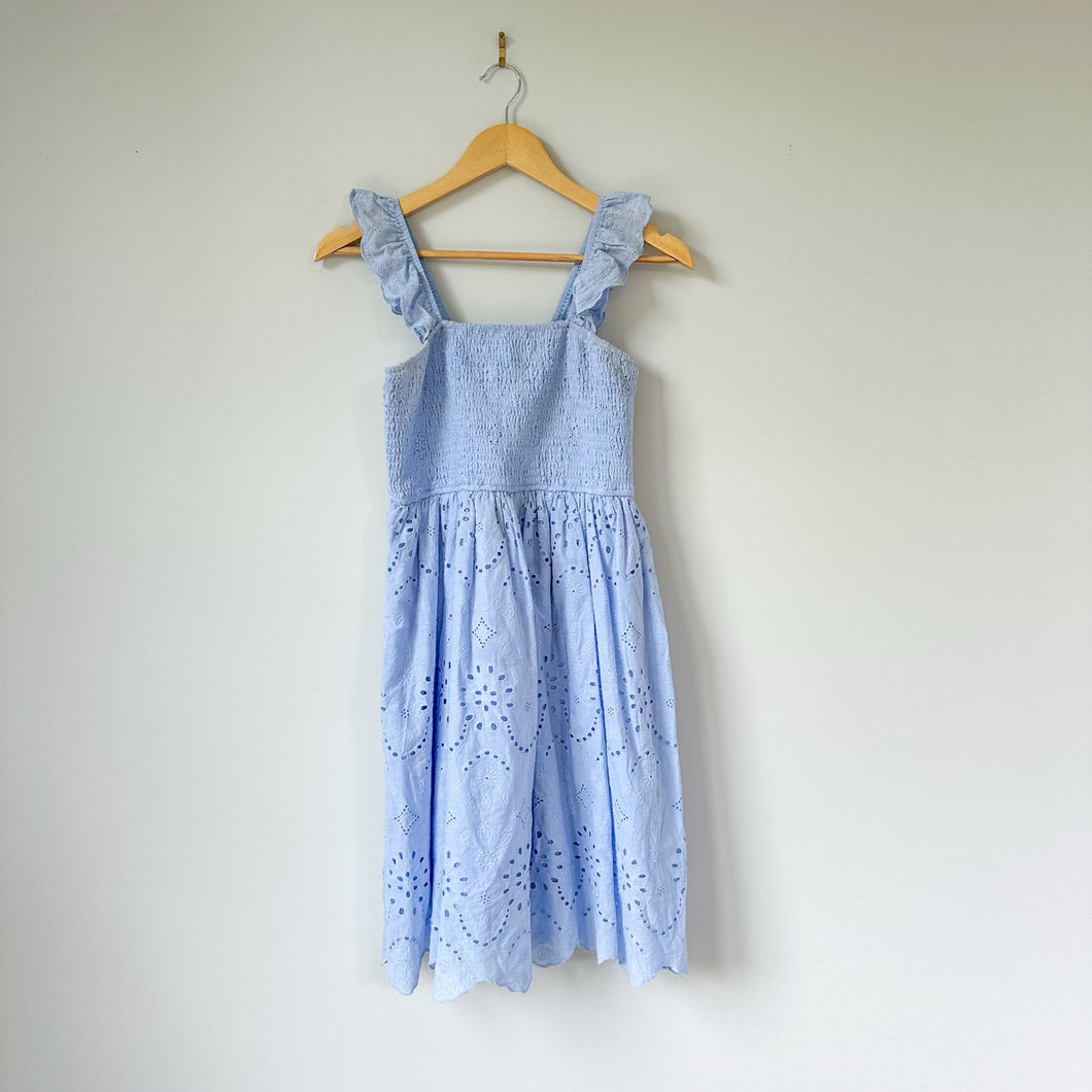 ANDRÉE by UNIT Smocked Eyelet Sleeveless Square Neck Mini Dress Blue L