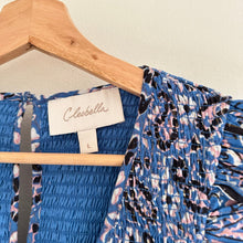 Load image into Gallery viewer, Cleobella Autumn Paisley Print Flutter Sleeve Smocked Midi Dress Blue L
