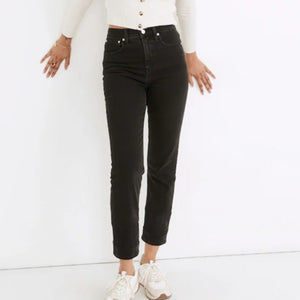 Madewell Classic Straight Denim High Rise Dark Wash Jeans Black 25