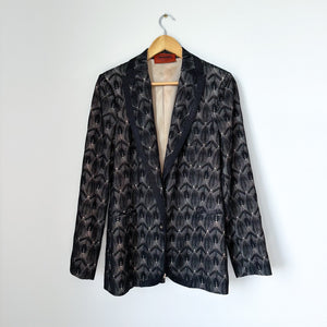 Missoni Silk Blend Single-Breasted Notch Lapel Lace Overlay Blazer Black 46