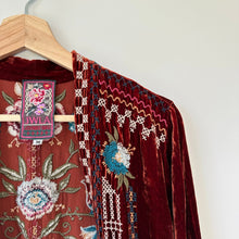 Load image into Gallery viewer, Johnny Was Velvet Embroidered Open Cardigan M Rust
