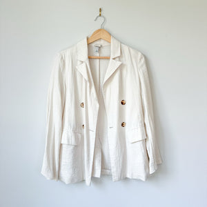 A New Day Double-Breasted Notch Lapel Long Sleeve Blazer Cream XS
