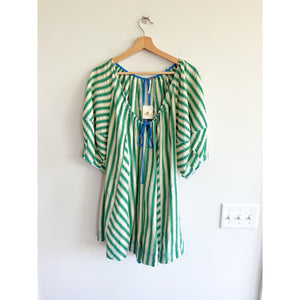 Free People Bop Around Striped Scoop Neck 3/4 Sleeve Casual Romper Green S NWT