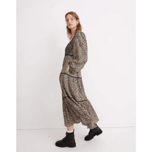 Load image into Gallery viewer, Madewell Embroidered Tiered Floral Casual Midi Dress Brown Black 10 NWT
