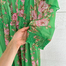 Load image into Gallery viewer, Pinko Accumoli Abito Chiffon Floral Ruffle 3/4 Sleeve Dress Green 10

