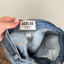 Load image into Gallery viewer, AGOLDE Sophie Skinny Distressed High Rise Medium Wash Jeans Blue 26
