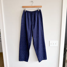 Load image into Gallery viewer, Victoria's Secret Satin Jacquard High Rise Pajama Pants Navy Blue S
