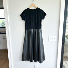 Load image into Gallery viewer, Lafayette 148 New York Faux Leather Short Sleeve A-Line Dress Black M NWT
