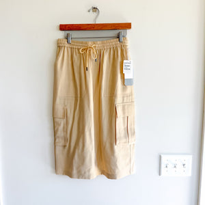 Nordstrom High Rise Drawcord Waist Casual Cargo Pants Beige Burnt XS NWT