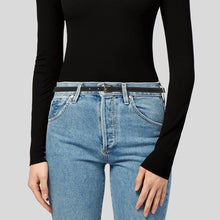 Load image into Gallery viewer, Missoni Italian Leather Skinny Adjustable Buckle Belt Black 44
