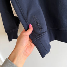 Load image into Gallery viewer, Athleta Logo Fleece 1/4 Zip Power of She Pullover Sweatshirt Navy Blue XS NWT

