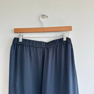 VINCE Wide Leg Satin Pull On Cropped Pants Blue M
