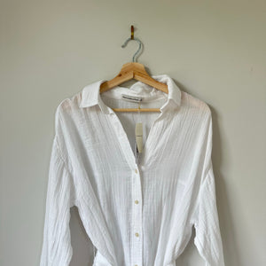 Abercrombie & Fitch Gauze Cotton Long Sleeve Swim Cover Up Shirt White M NWT
