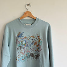 Load image into Gallery viewer, Coach Spring Doodle Dream Embroidered Crew Neck Sweatshirt Powder Blue M NWT
