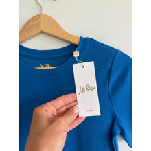 Load image into Gallery viewer, Lilly Pulitzer Minnie Knit Short Sleeve Crew Neck Cropped Top Barton Blue S NWT
