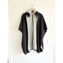 Load image into Gallery viewer, Eileen Fisher Cotton-Cashmere Hooded Open-Front Cape Poncho Black Grey OS
