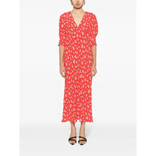 Load image into Gallery viewer, RIXO Zadie Floral Pattern Puff Sleeve Midi Dress Red White 10
