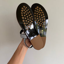Load image into Gallery viewer, Pedro Garcia Patent Leather Crystal Embellished T-Strap Sandals Black 9 NEW
