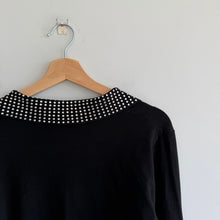 Load image into Gallery viewer, Minnie Rose Rhinestone Stud Embellished Bell Sleeve Sweater Black L NWT
