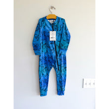 Load image into Gallery viewer, Deux Par Deux Gradient Dinosaur Print One Piece Thermal Base Layers Blue 4 NWT
