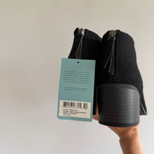 Load image into Gallery viewer, TOMS Lacy Suede Felt Mix Ankle Booties Black 9.5 NIB
