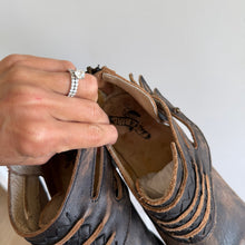Load image into Gallery viewer, Freebird by Steven Slay Distressed Leather Harness Ankle Boots Brown 10
