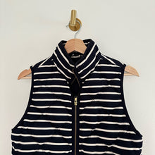 Load image into Gallery viewer, J. Crew Striped Print Zip Up Puffer Vest Black White XS
