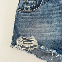 Load image into Gallery viewer, BP. Distressed Denim Mid Rise Dark Wash Cut-Off Shorts Blue 31
