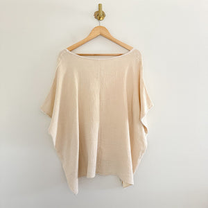 Easel Gauze Cotton V-Neck Batwing Sleeve Blouse Cream M