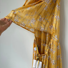 Load image into Gallery viewer, Sabina Musayev Donolita Sleeveless Floral Pleated Halter Maxi Dress Yellow M NWT
