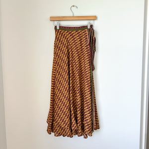 Free People Good 4 U Tribal-Inspired Print Midi Wrap Skirt Brown 4