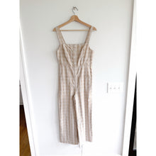 Load image into Gallery viewer, Emory Park Plaid Square Neck Wide Leg Sleeveless Jumpsuit Beige M
