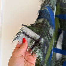 Load image into Gallery viewer, AKRIS Collector's Graffiti Abstract Print Scarf Blue Green OS
