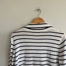 Load image into Gallery viewer, Lily Pulitzer Crestwood Striped Fringe Hem Pullover Sweater White Navy S
