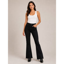 Load image into Gallery viewer, We The Free Raw Hem Denim High Rise Flared Jeans Black 30
