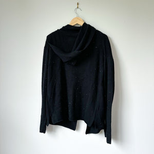 Zadig & Voltaire Cosany Rhinestone Embellished Hooded Cashmere Cardigan Black