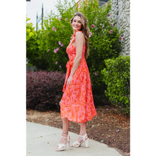 Load image into Gallery viewer, NWT Vestique Summer Plans Ruffles Sweetheart Neck Midi Dress Red L
