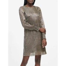 Load image into Gallery viewer, Banana Republic Shimmer Long Sleeve Mini Dress Gold 2 NWT
