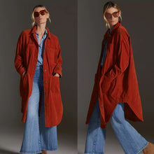 Load image into Gallery viewer, Anthropologie Pilcro Corduroy Button Front Long Sleeve Duster Jacket S
