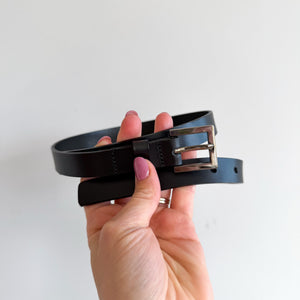 Missoni Italian Leather Skinny Adjustable Buckle Belt Black 44
