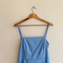 Load image into Gallery viewer, CeCe Bow Back Sleeveless Smocked Cut Out Maxi Dress Blue L
