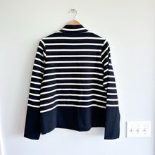 Load image into Gallery viewer, Spanx x Evereve Air Essentials Mock Pullover Striped Black/Porcelain L NWT
