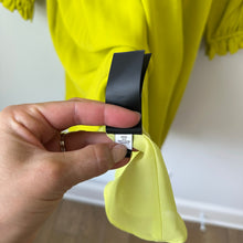 Load image into Gallery viewer, Kate Spade Smocked Silk Georgette Mini Dress Green/Yellow XL NWT
